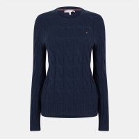 пуловер,дамски,плетени,дрехи,tommy,hilfiger,women's,cable,knit,jumper,dark,night,navy