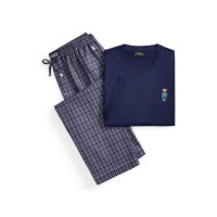пижама,мъжки,пижами,polo,ralph,lauren,men,s,bear,long,sleeve,pyjama,set,nvy,brwn,plaid