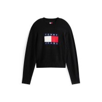 дамски,плетени,дрехи,tommy,jeans,tj,lg,flag,knit,ld54,black,htr