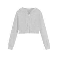 суичър,дамски,горнища,с,качулка,miso,women's,cropped,hoodie,grey