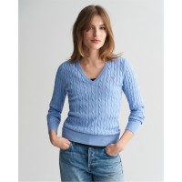 дамски,плетени,дрехи,gant,stretch,cotton,cable,v,neck,clear,s,clear,sky