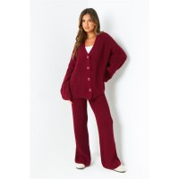 жилетка,дамски,плетени,дрехи,missy,empire,chunky,knit,cardigan,&amp;,trouser,set,wine