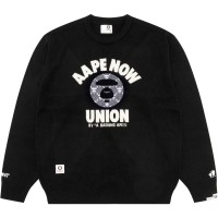 пуловер,мъжки,пуловери,aape,men's,moonface,logo,knitted,crew,neck,jumper,black