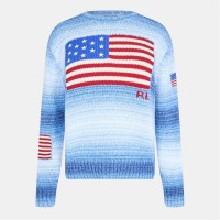 пуловер,дамски,плетени,дрехи,polo,ralph,lauren,women's,flag,crew,neck,jumper,blue