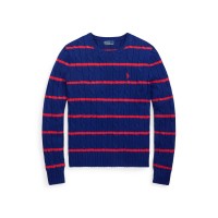 пуловер,дамски,плетени,дрехи,polo,ralph,lauren,women's,cable,stripe,crew,neck,jumper,mid,col,stripe