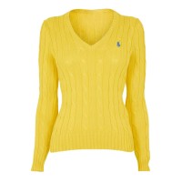 пуловер,дамски,плетени,дрехи,polo,ralph,lauren,women's,cable,knit,v,neck,jumper,trainer,yellow