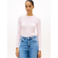 дамски,пуловер,дамски,плетени,дрехи,tommy,hilfiger,womens,cable,knit,jumper,light,pink