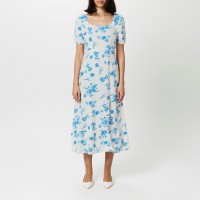 дамска,рокля,дамски,поли,и,рокли,vero,moda,women,s,linen,milkmaid,dress,ibiza,blue,aop