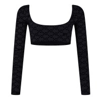 къса,блуза,дамски,топове,off,white,monogram,long,sleeve,crop,top,black,black