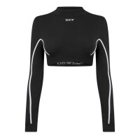 къса,блуза,дамски,топове,off,white,women's,long,sleeve,seamless,logo,crop,top,black