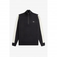пуловер,мъжки,пуловери,fred,perry,men,s,knitted,half,zip,crew,neck,jumper,black,102