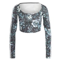 къса,блуза,дамски,топове,adidas,originals,flower,all,over,print,long,sleeve,crop,top,black