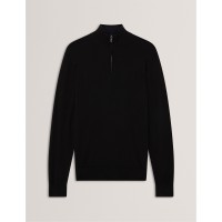 пуловер,мъжки,пуловери,ted,baker,men,s,merino,half,zip,crew,neck,jumper,black