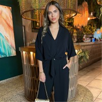 дамски,топове,ax,paris,v,neck,collar,tie,front,shirt,black