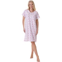 дамски,пижами,camille,cotton,luxury,porcelain,floral,short,sleeve,nightdress,pink