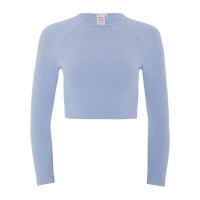 къса,блуза,дамски,топове,hiit,seamless,ribbed,long,sleeve,cropped,top,purple