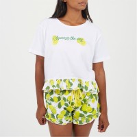 пижама,дамски,пижами,brave,soul,women's,short,sleeve,pyjama,set,lemon,lime