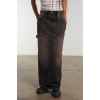 пола,поли,и,къси,панталони,the,ragged,priest,women's,brown,wash,carpenter,maxi,denim,skirt,brown