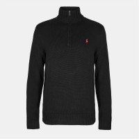 пуловер,мъжки,пуловери,polo,ralph,lauren,mesh,knit,cotton,quarter,zip,jumper,polo,black