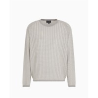 пуловер,мъжки,пуловери,emporio,armani,men's,crew,neck,jumper,off,white,strpe