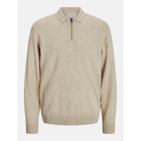 мъжки,пуловери,jack,and,jones,half,zip,knitted,polo,mens,oatmeal