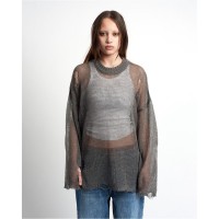 пуловер,дамски,плетени,дрехи,the,ragged,priest,women's,fever,knit,crew,neck,jumper,grey,white