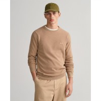 блуза,мъжки,горнища,с,качулка,мъжки,ежедневни,облекла,gant,cotton,piqu,crewneck,sweater,khaki