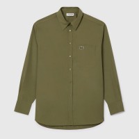 lacoste,oversized,poplin,shirt,khaki