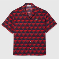 облекла,на,разпродажба,мъжки,ризи,lacoste,relaxed,fit,george,print,shirt,red