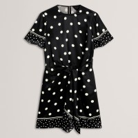 дамски,гащеризон,дамски,къси,панталони,ted,baker,womens,polka,dot,printed,playsuit,black