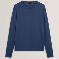 пуловер,мъжки,пуловери,ted,baker,men's,linen,blend,crew,neck,jumper,mid,navy