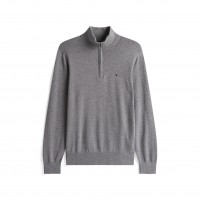 tommy,hilfiger,men,s,essential,cotton,1,4,zip,knitted,top,grey