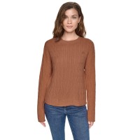 dkny,long,sleeve,cable,knit,caramel