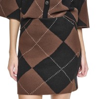 пола,dkny,fuzzy,argyle,short,skirt,black,chestnut
