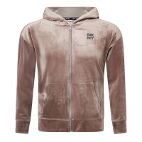 суичър,dkny,2,tone,rhinestone,logo,full,zip,hoodie,taupe