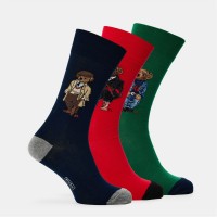 чорапи,polo,ralph,lauren,men's,bear,crew,socks,green,nvy,red