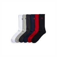 чорапи,мъжки,чорапи,ralph,lauren,6,pack,crew,socks,blk,red,nvy