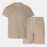 мъжки,комплект,firetrap,short,tee,set,mens,beige
