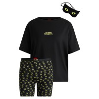 комплект,дамски,пижами,hugo,short,sleeve,pyjama,set,with,sleep,mask,black