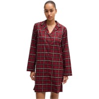 дамски,пижами,boss,tartan,nightshirt,dark,red