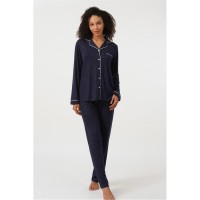 пижама,дамски,пижами,linea,sparkle,button,through,pyjama,set,navy