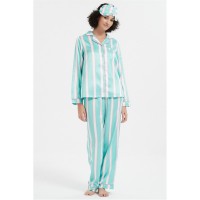 пижама,дамски,пижами,linea,stripe,satin,pyjama,and,eye,mask,set,green,pink