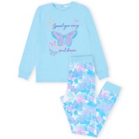 пижама,детски,пижами,miso,girls,butterfly,pyjama,set,blue