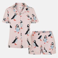пижама,дамски,пижами,chelsea,peers,print,short,sleeve,pyjamas,set,pink,puffin