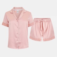 пижама,дамски,пижами,chelsea,peers,satin,lace,short,sleeve,pyjama,set,pink
