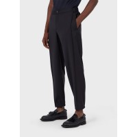 панталони,мъжки,панталони,тип,чино,emporio,armani,wool,crepe,trousers,blu,navy