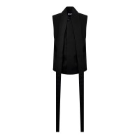 облекла,на,разпродажба,мъжки,тениски,off,white,long,collar,tailored,vest,black