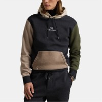 суичър,мъжки,ежедневни,облекла,мъжки,горнища,с,качулка,polo,ralph,lauren,colourblock,double,knit,hoodie,blk,marl,hthr