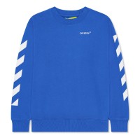 юношеска,блуза,детски,облекла,off,white,diag,crewneck,sweatshirt,juniors,blue,white