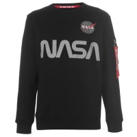 блуза,мъжки,ежедневни,облекла,мъжки,горнища,с,качулка,alpha,industries,nasa,reflective,crew,sweatshirt,black